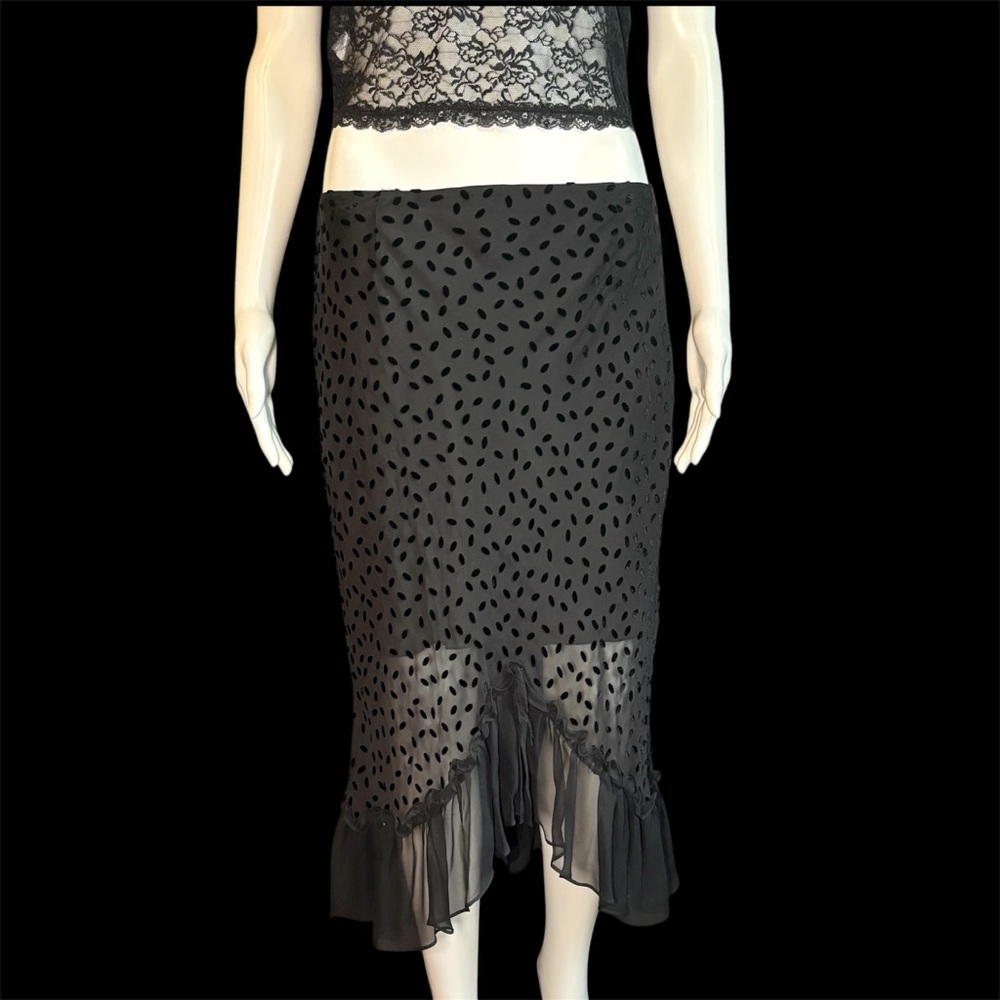 Black Silk Midi Skirt - Picture 1 of 2